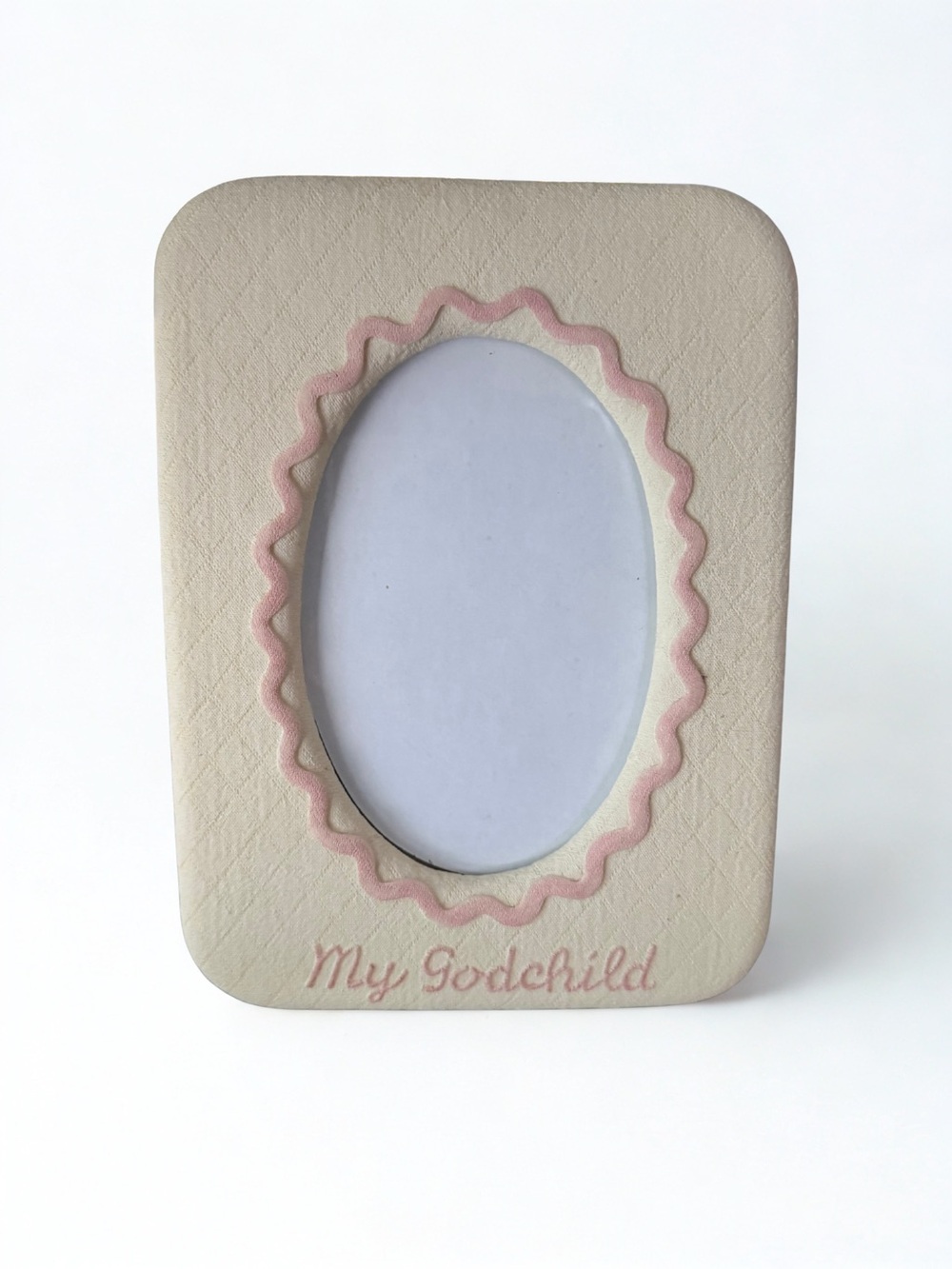 Vintage Russ My Godchild Pink & Cream Photo Frame 4x6